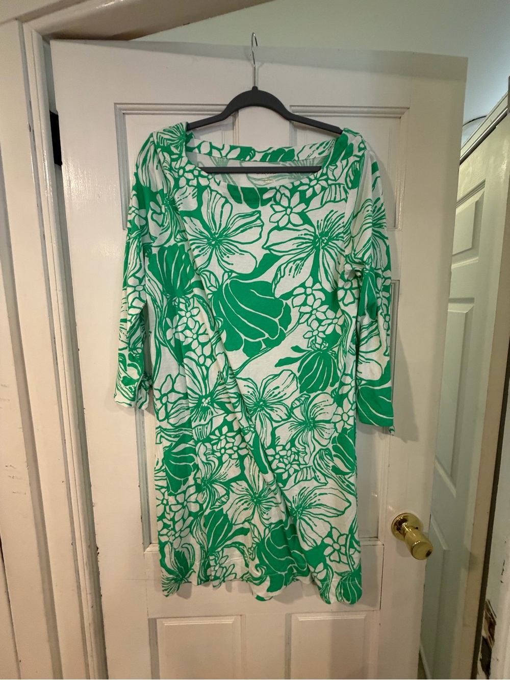 Lilly Pulitzer Green & White Floral Slip-On Coverup